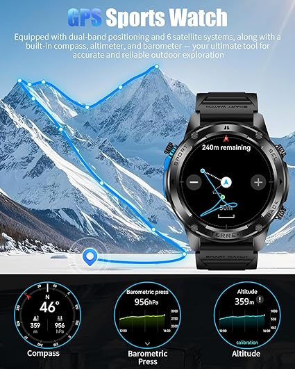 Military Smart Watch for Men with GPS, 1.43" AMOLED Smart Watch