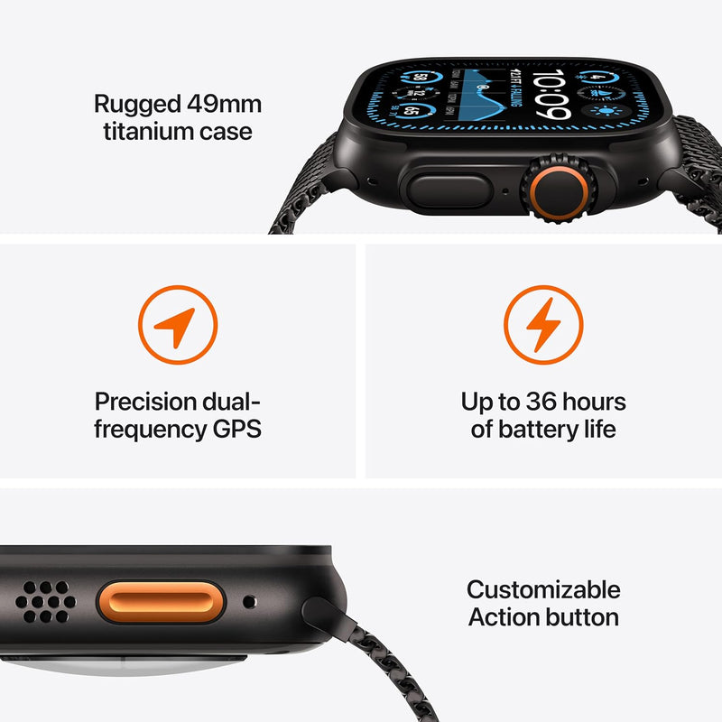 Apple Watch Ultra 2 GPS + Cellular 49mm – Black Titanium with Black Trail Loop