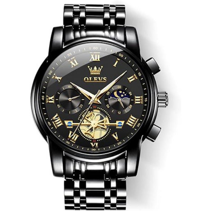Men Waterproof Luxury Big Face Mens Watch Stainless Steel Quartz Analog Dress Watches