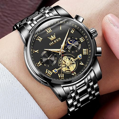 Men Waterproof Luxury Big Face Mens Watch Stainless Steel Quartz Analog Dress Watches