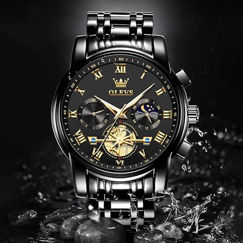 Men Waterproof Luxury Big Face Mens Watch Stainless Steel Quartz Analog Dress Watches